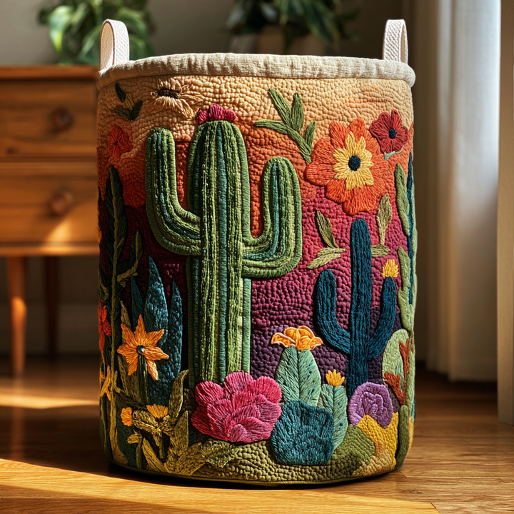 Cactus Horizon Quilted Laundry Basket