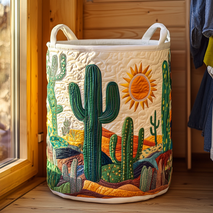 Cactus Horizon Quilted Laundry Basket
