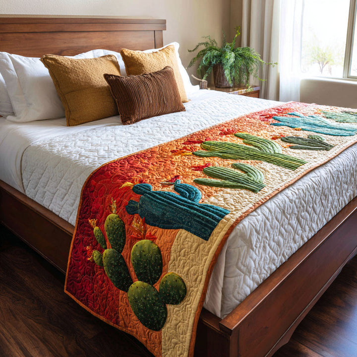 Cactus Sunset Serenity Quilted Bed Runner