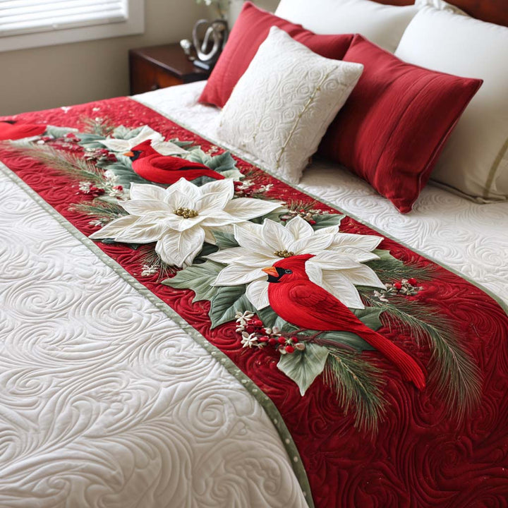 Cardinal Joy Quilted Bed Runner