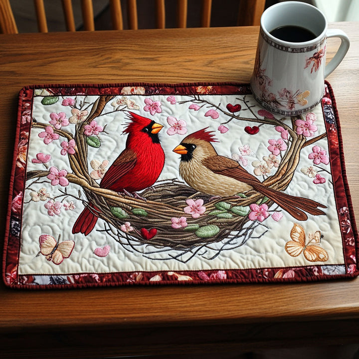 Cardinals in Bloom Quilted Placemat