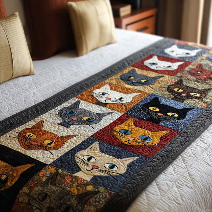 Cat Quilted Bed Runner