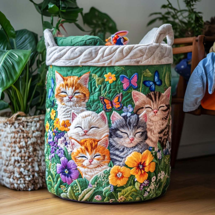 Catnap Corner Quilted Laundry Basket