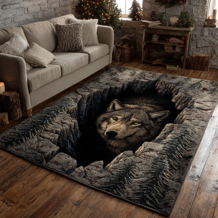 Cavern Wolf Gaze Area Rug