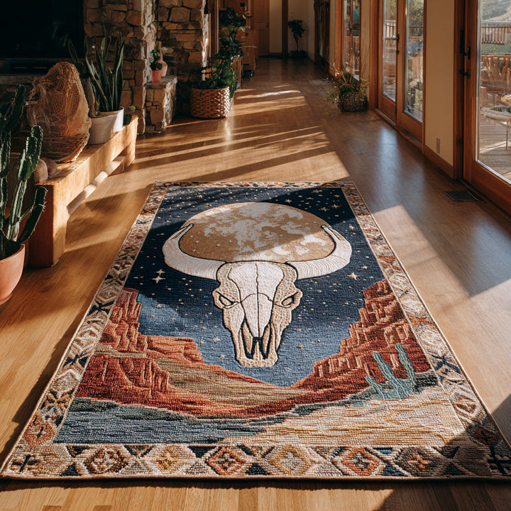 Celestial Longhorn Night Area Rug
