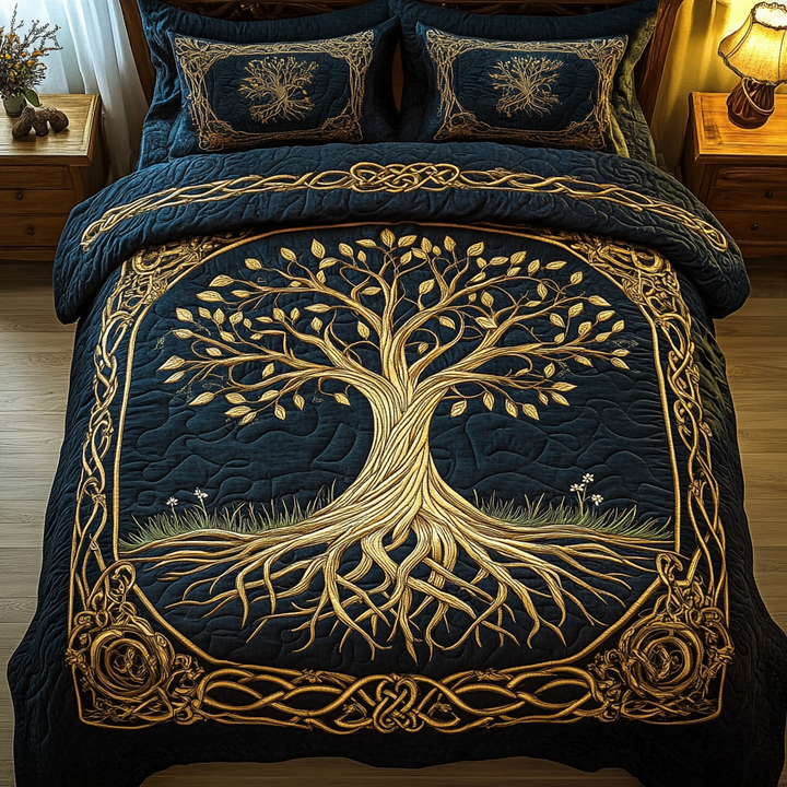Celestial Roots 3-Piece Quilted Bedding Set