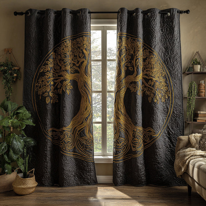 Celestial Tree of Life Quilted Curtains