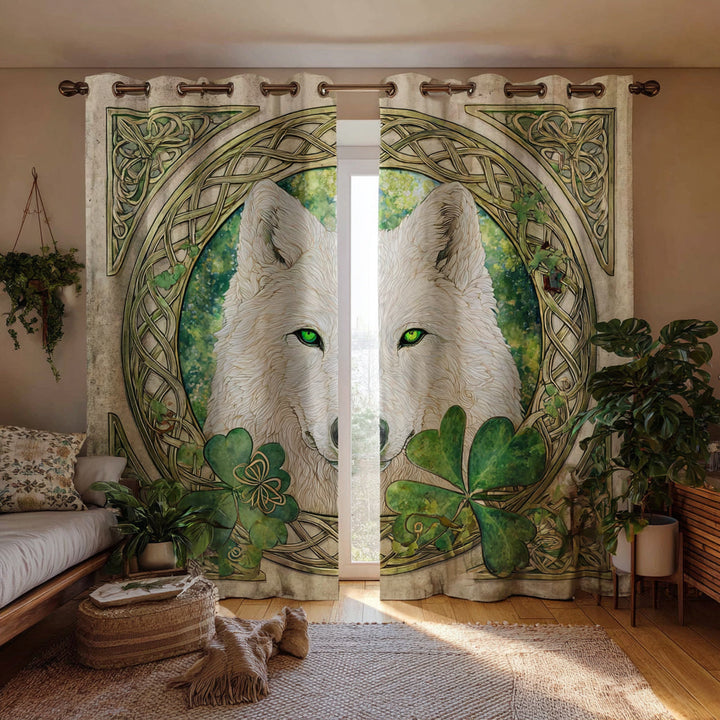 Celtic Wolf Guardian Quilted Curtains