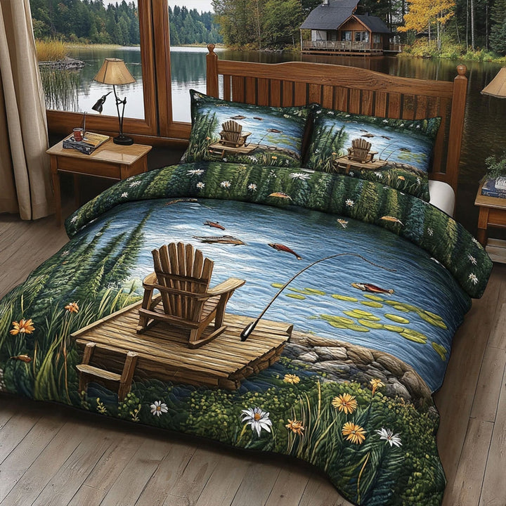Chair by the Lake 3-Piece Quilted Bedding Set