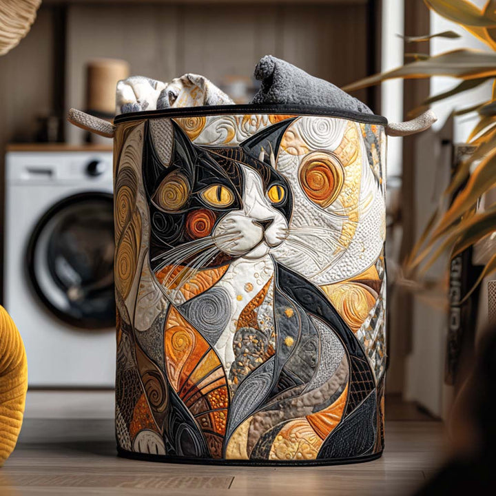 Charming Whiskers Quilted Laundry Basket