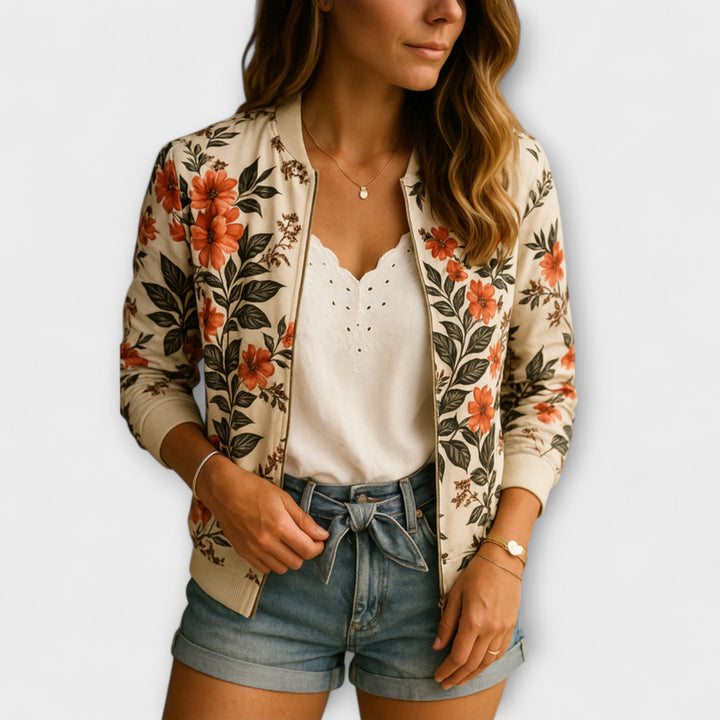 Andreia - Elegant bomber jacket with a floral pattern