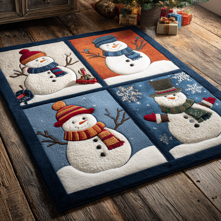 Checker Snowman Blocks Area Rug