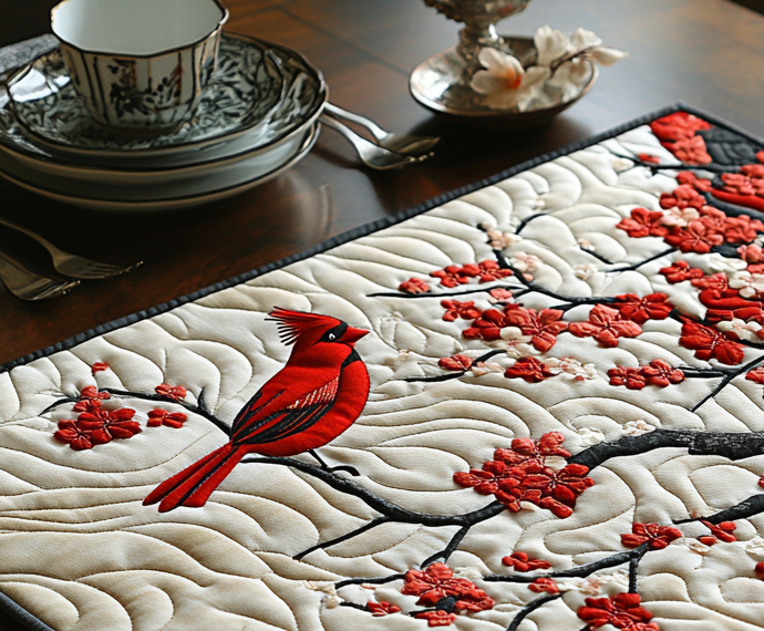 Cherry Cardinal Quilted Placemat