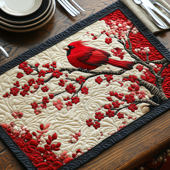 Cherry Cardinal Quilted Placemat