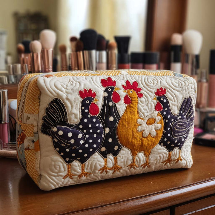 Chicken Bliss Quilted Makeup Bag