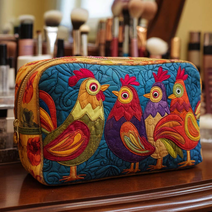 Chicken Cozy Quilted Makeup Bag