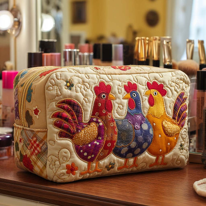 Chicken Dream Quilted Makeup Bag