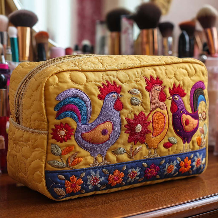 Chicken Haven Quilted Makeup Bag