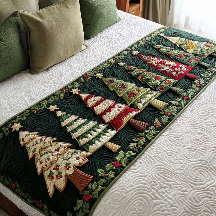 Christmas Forest Quilted Bed Runner