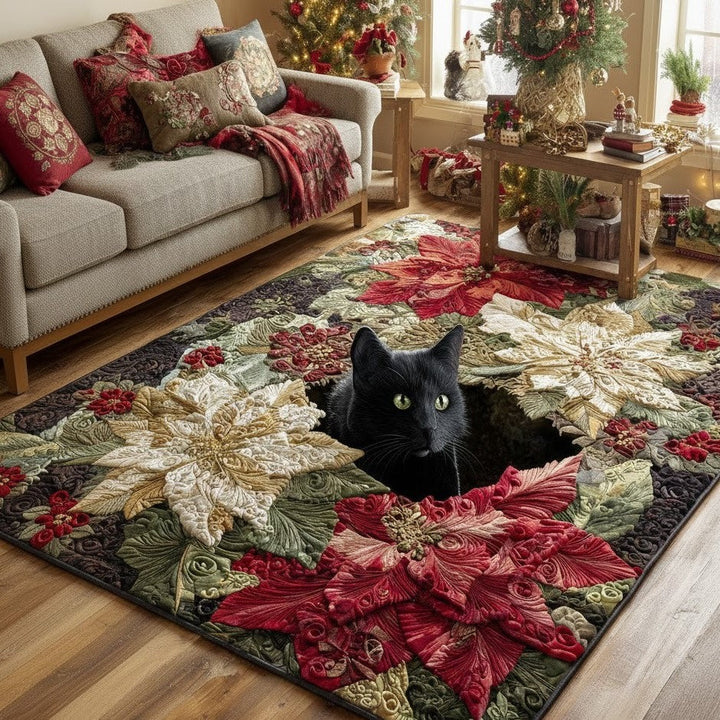 Christmas Black Cat Surprise Area Rug