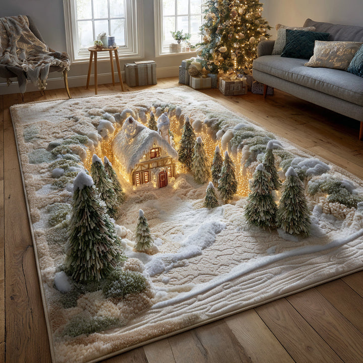 Christmas Cabin Light Area Rug
