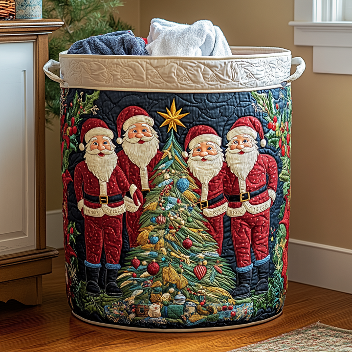 Santa Quilted Laundry Basket