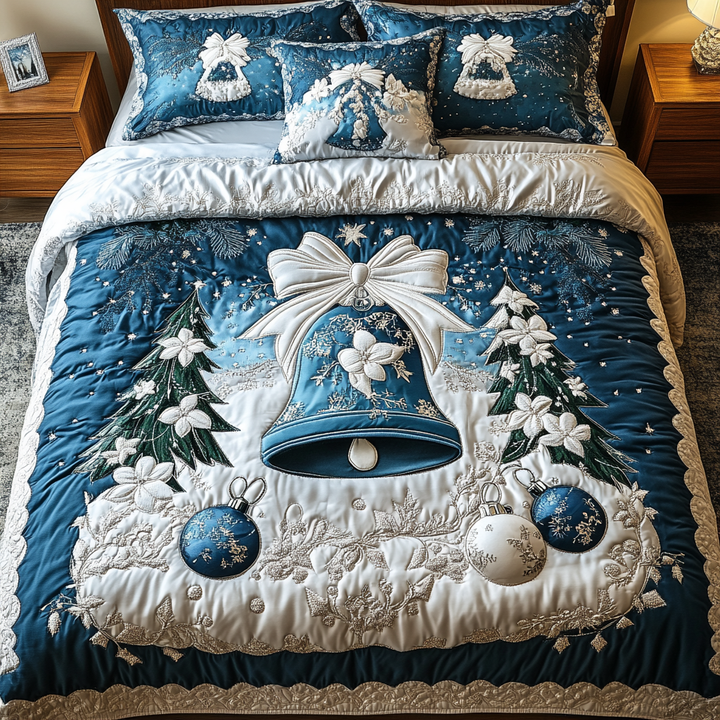 Christmas Chimes 3-Piece Quilted Bedding Set