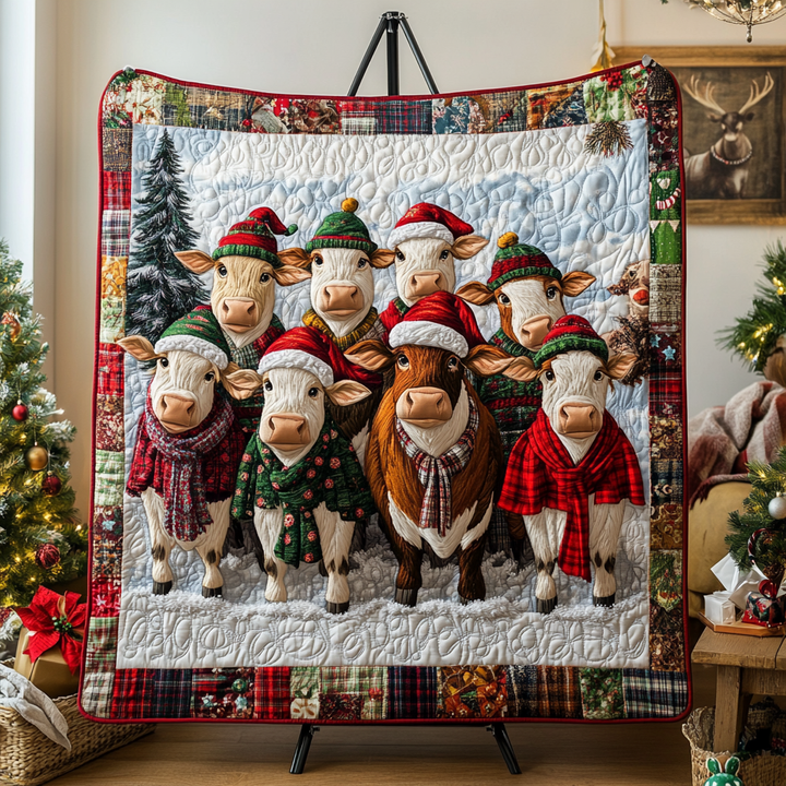 Christmas Cows Quilted Blanket