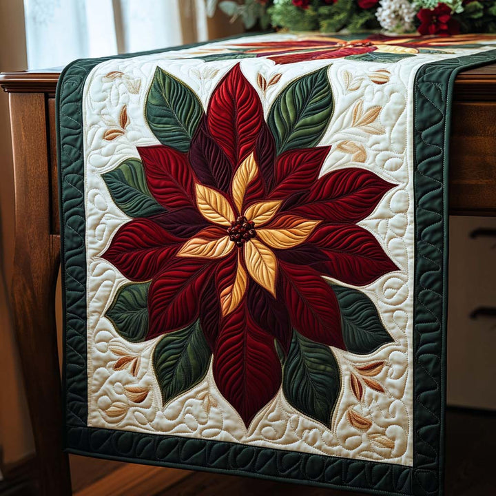 Christmas Flower Quilted Table Runner