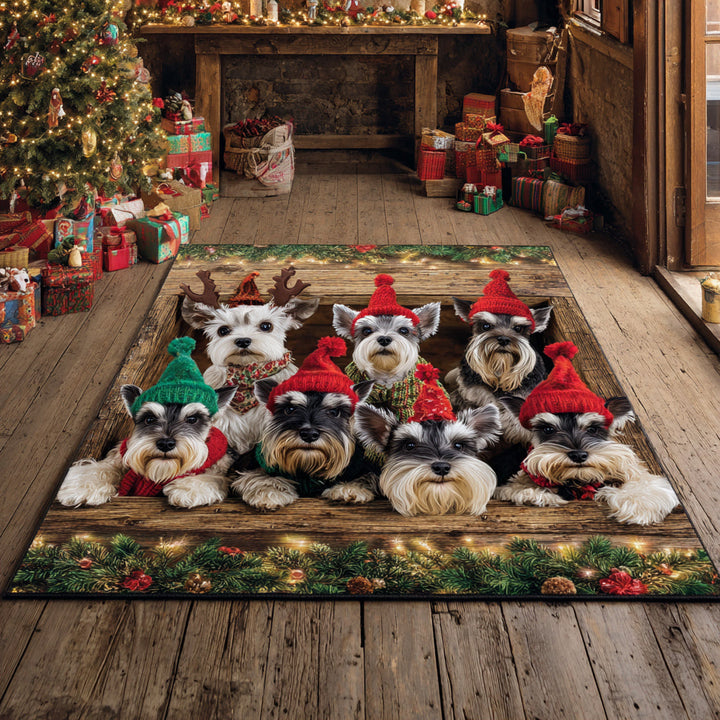 Christmas Schnauzer Crate Area Rug