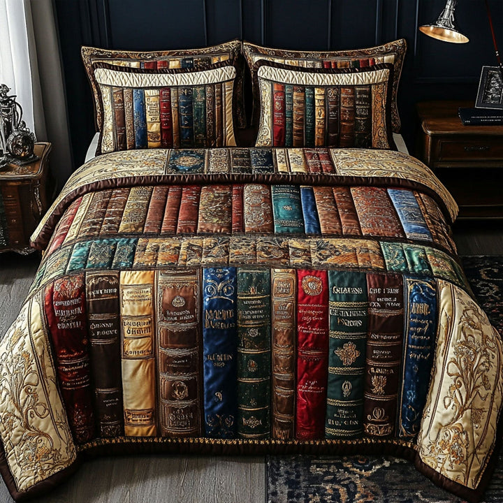 Vintage Books 3-Piece Quilted Bedding Set