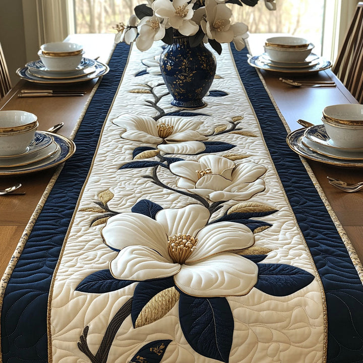 Classic Magnolia Quilted Table Runner