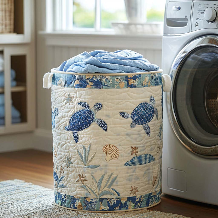 Sea Turtle Quilted Laundry Basket
