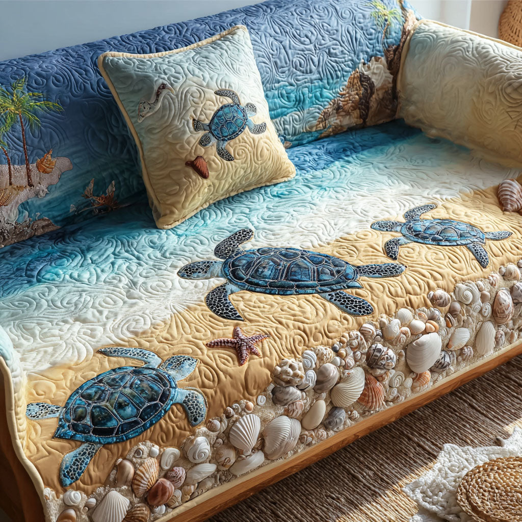 Coastal Quilted Sofa Cover
