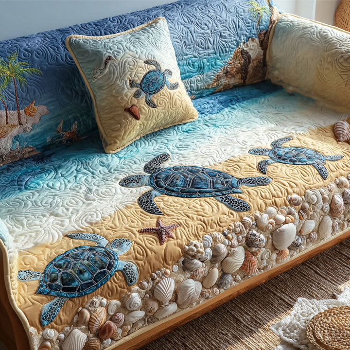 Coastal Quilted Sofa Cover