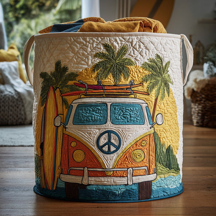 Hippie Van Quilted Laundry Basket