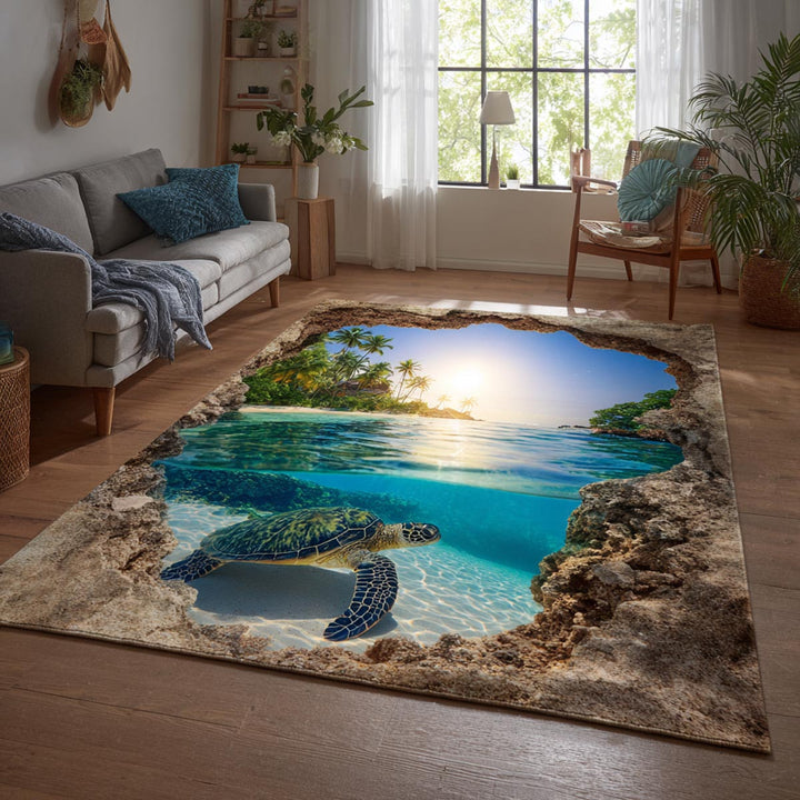 Coastal Turtle Area Rug