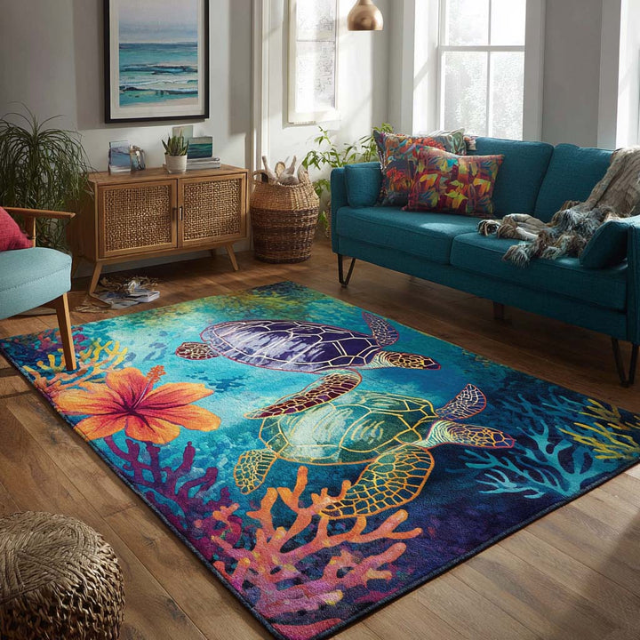 Coastal Turtle Area Rug