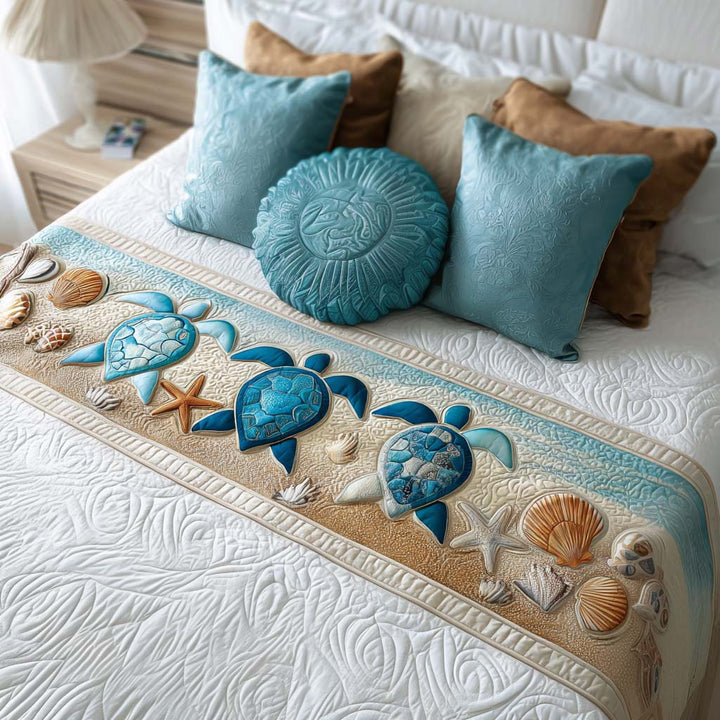 Turtle Quilted Bed Runner