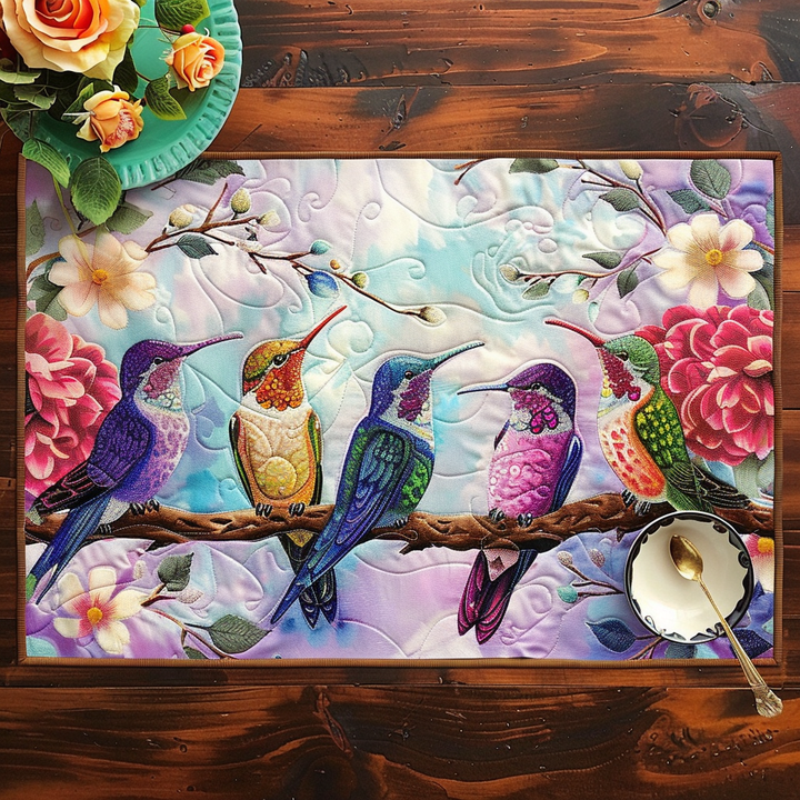 Colorful Bird Celebration Quilted Placemat