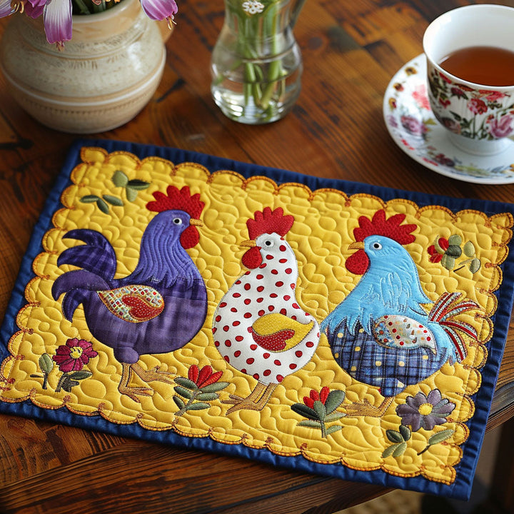 Colorful Cluck Quilted Place Mat