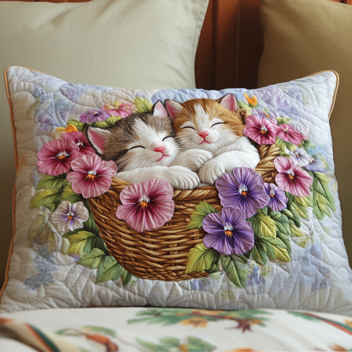 Colorful Kittens Quilted Bedding Pillow Case