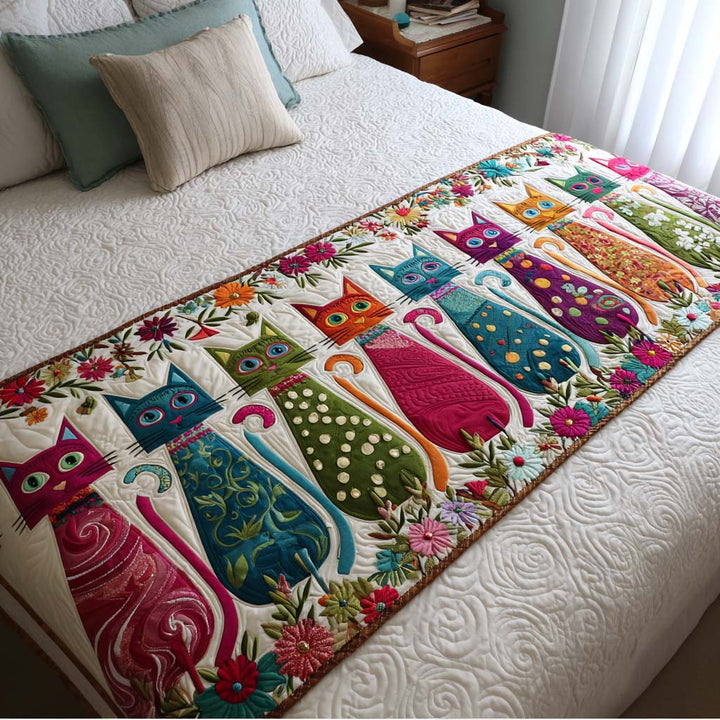 Cat Quilted Bed Runner