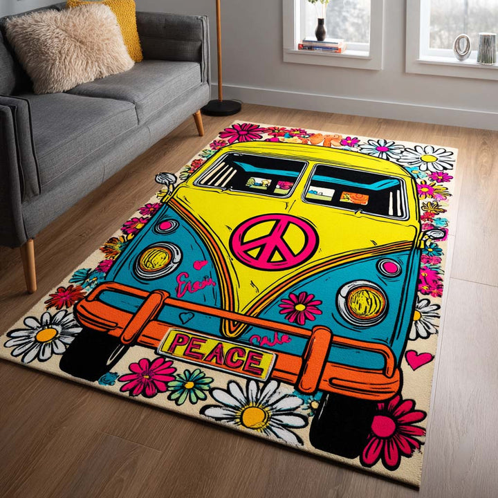 Colorful Van Daisy Area Rug