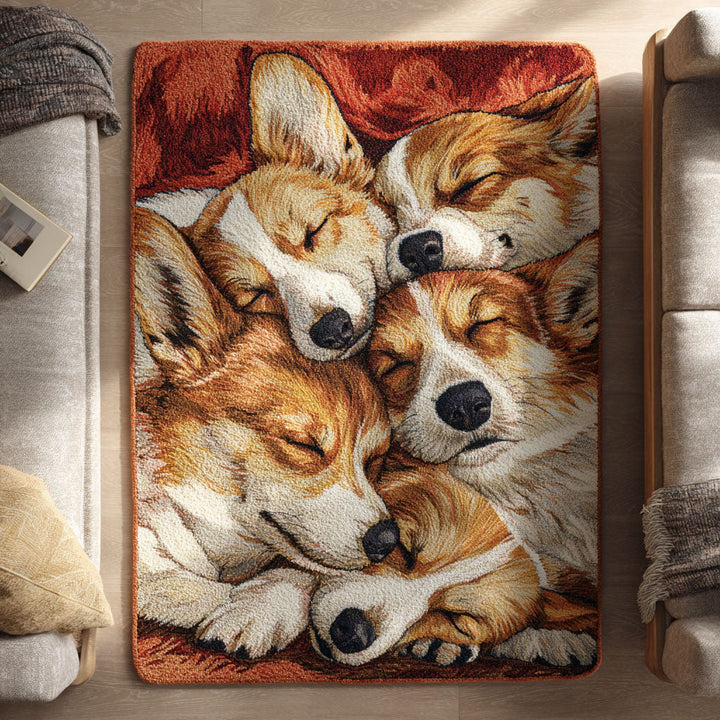 Corgi Cloud Nap Area Rug