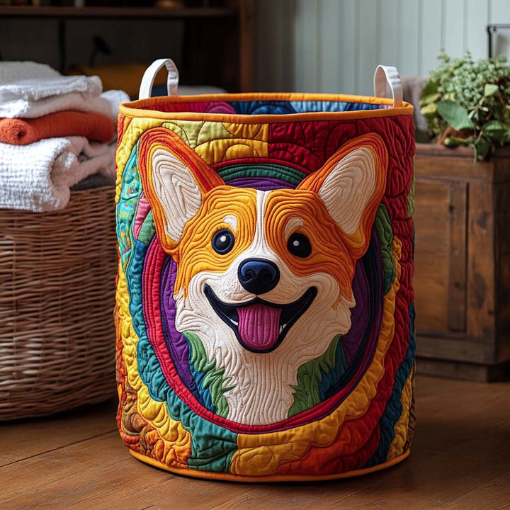Corgi Colors Quilted Laundry Basket