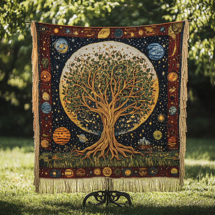 Cosmic Tree of Life Woven Sofa Blanket