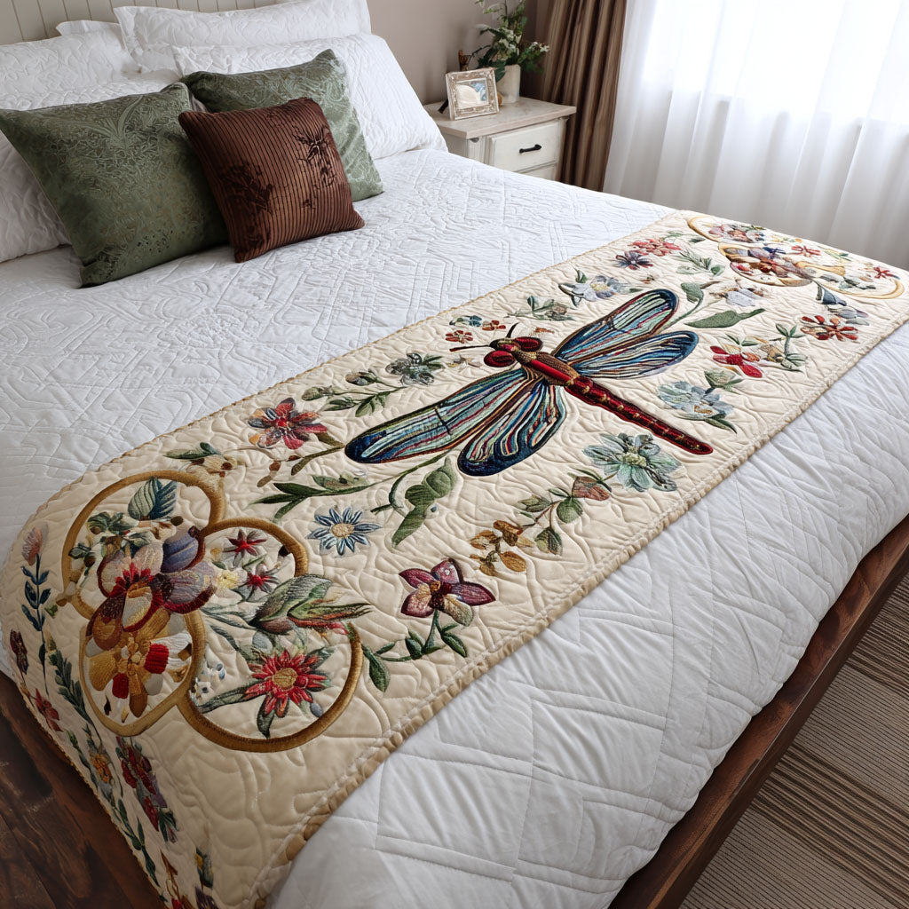 Dragonfly Quilted Bed Runner