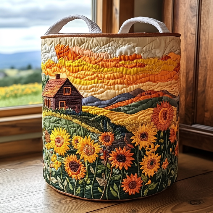 Country Sunrise Quilted Laundry Basket