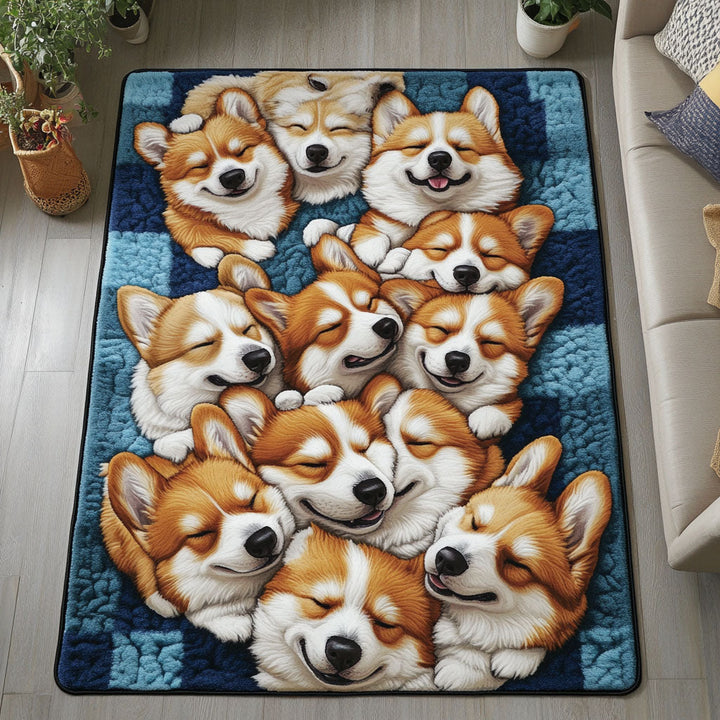 Cozy Corgi Curl Area Rug